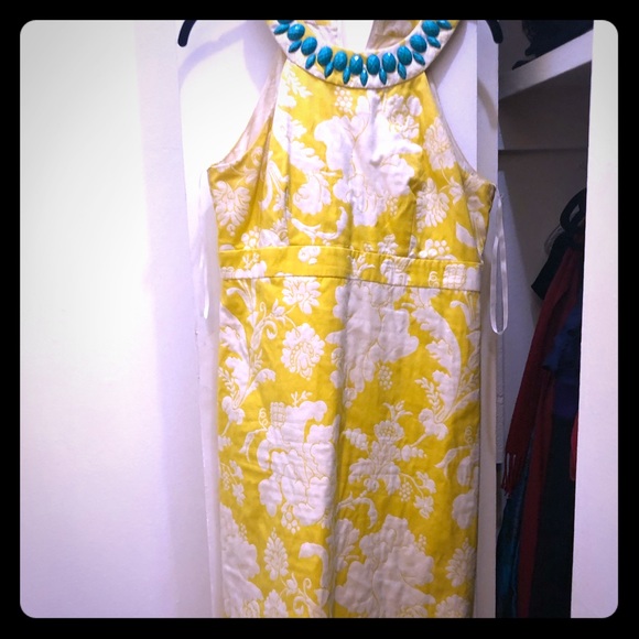 Eliza J Dresses & Skirts - Yellow & white brocade mid-length dress by Eliza J
